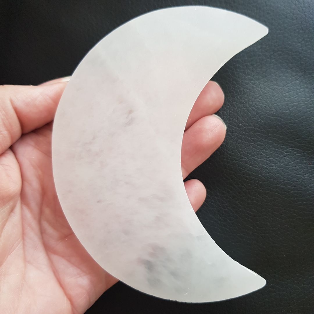 Selenite Moon Flat - 10cm Selenite Moon Flat - 10cm